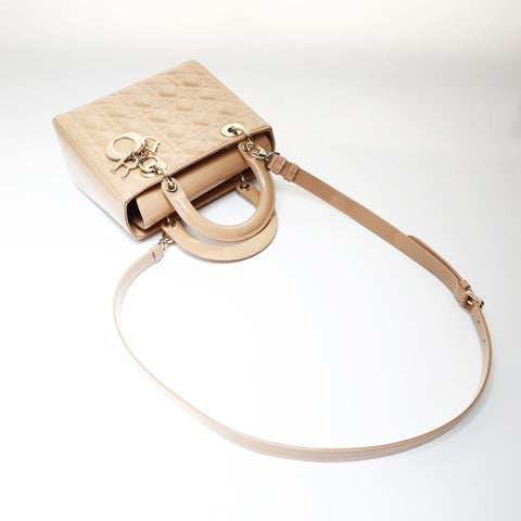 Christian Dior Lady Dior Cannage 2way Pink Beige Metal Gold Shoulder Bag beige WS26996