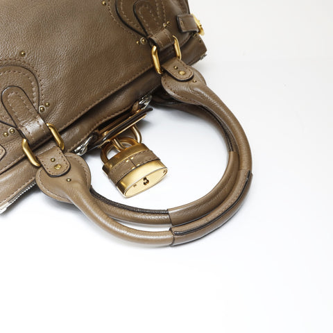 Chloe Paddington Leather Boston Bag Shoulder Bag Brown WS27007