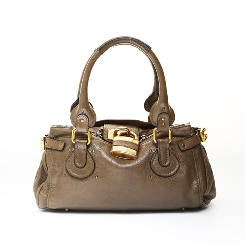 Chloe Paddington Leather Boston Bag Shoulder Bag Brown WS27007