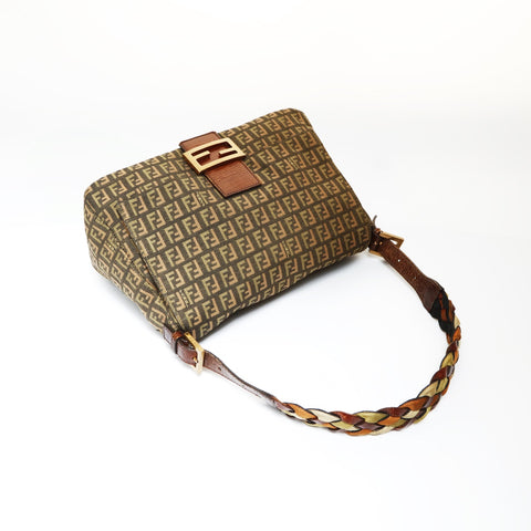 FENDI Zucchino mamma bucket Shoulder Bag khaki WS27009