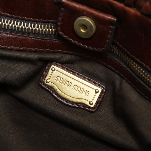 Miu Miu Vitellolux 2way Handbag Brown WS27016