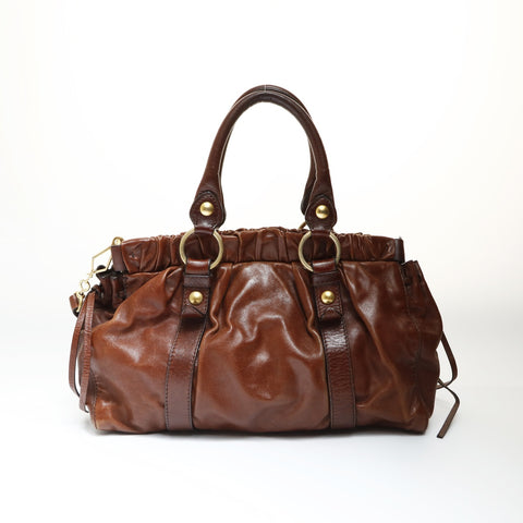 Miu Miu Vitellolux 2way Handbag Brown WS27016