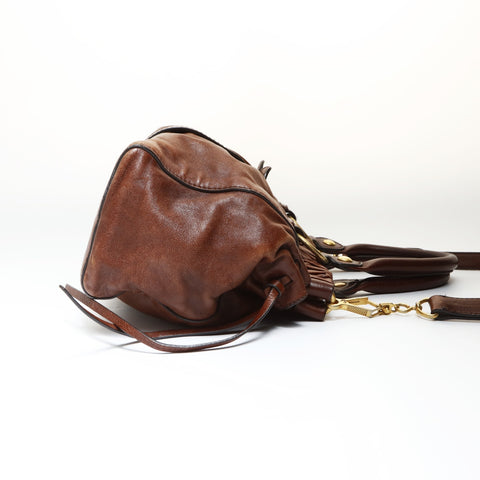 Miu Miu Vitellolux 2way Handbag Brown WS27016