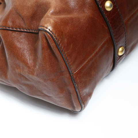 Miu Miu Vitellolux 2way Handbag Brown WS27016