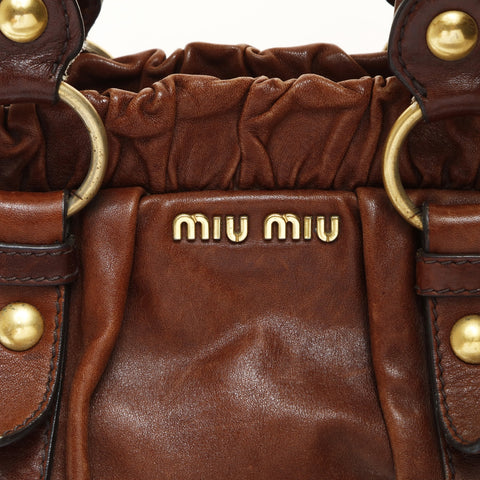 Miu Miu Vitellolux 2way Handbag Brown WS27016