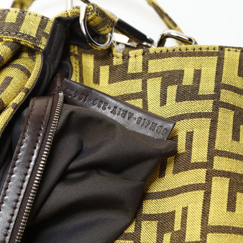 FENDI Zucca FRGMT Baguette Foldable Shoulder Bag yellow WS27017