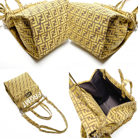 FENDI Zucca FRGMT Baguette Foldable Shoulder Bag yellow WS27017