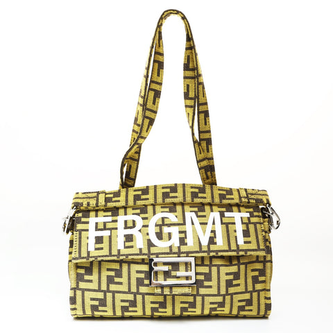 FENDI Zucca FRGMT Baguette Foldable Shoulder Bag yellow WS27017