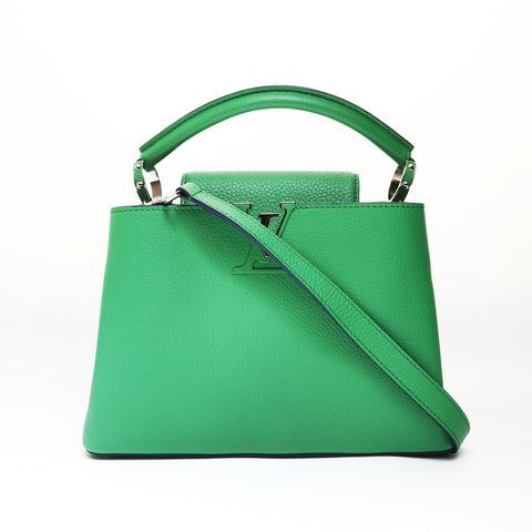 LOUIS VUITTON 2015 Capucines BB Taurillon Clemence Leather Handbag green WS27019