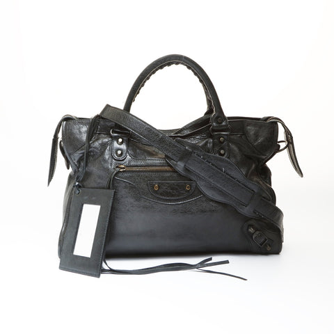 BALENCIAGA City Leather 2WAY Handbag black WS27022