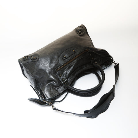 BALENCIAGA City Leather 2WAY Handbag black WS27022