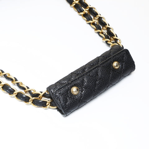CHANEL 16th series 2.55 Caviar Skin Chain Shoulder Bag black WS27024