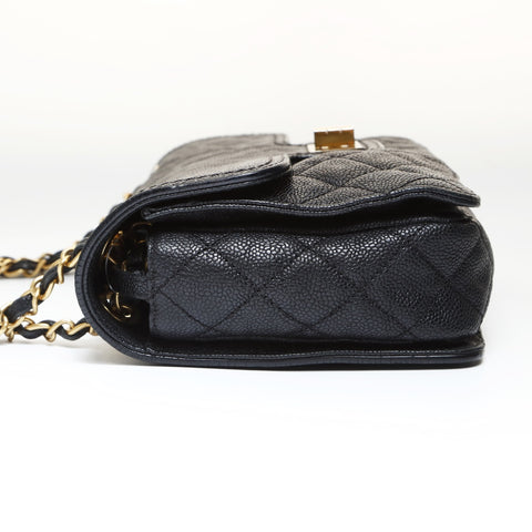 CHANEL 16th series 2.55 Caviar Skin Chain Shoulder Bag black WS27024