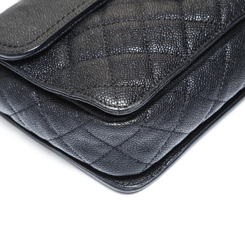 CHANEL 16th series 2.55 Caviar Skin Chain Shoulder Bag black WS27024