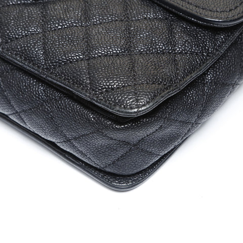 CHANEL 16th series 2.55 Caviar Skin Chain Shoulder Bag black WS27024