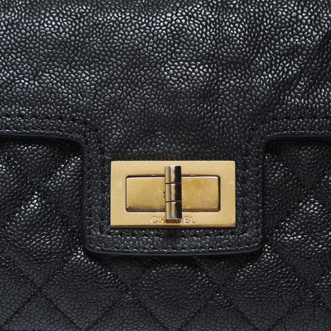 CHANEL 16th series 2.55 Caviar Skin Chain Shoulder Bag black WS27024