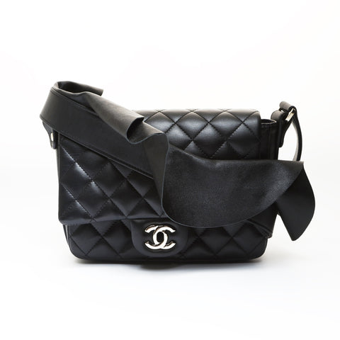 CHANEL No. 29 2019 Frill Matelasse Gold Metal Rum Shoulder Bag black WS27025