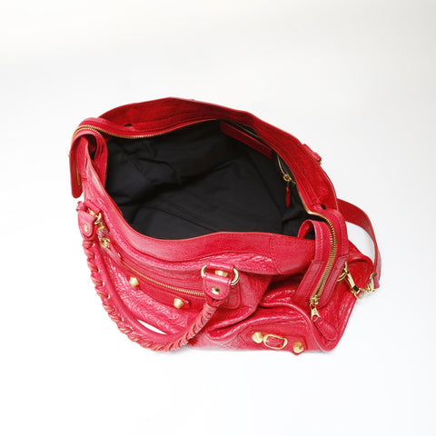BALENCIAGA Giant City Leather 2way Handbag Red WS27026