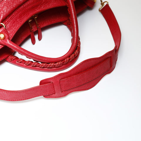 BALENCIAGA Giant City Leather 2way Handbag Red WS27026