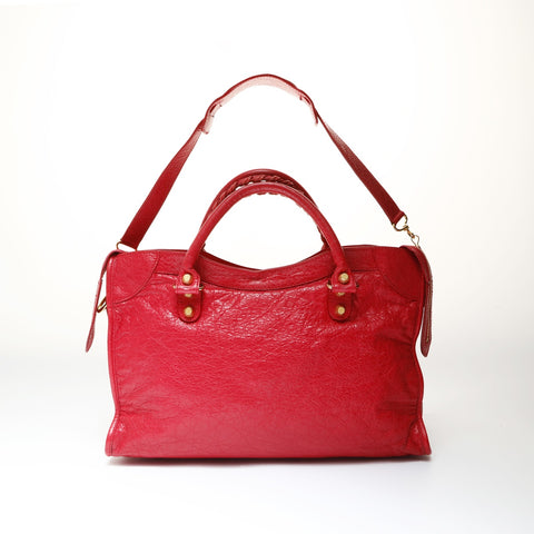 BALENCIAGA Giant City Leather 2way Handbag Red WS27026