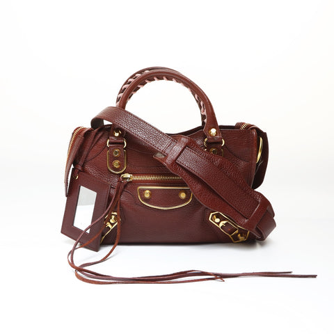 BALENCIAGA Giant Mini City 2way Handbag Brown WS27030