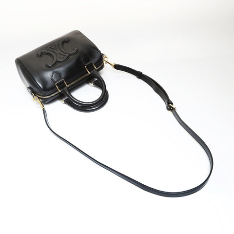 CELINE Triomphe Cuir 2way Handbag black WS27033
