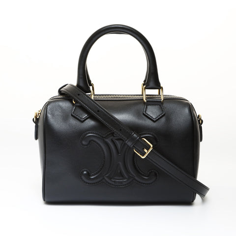 CELINE Triomphe Cuir 2way Handbag black WS27033