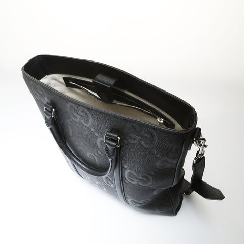 GUCCI Jumbo GG Leather 2way Tote Bag black WS27034