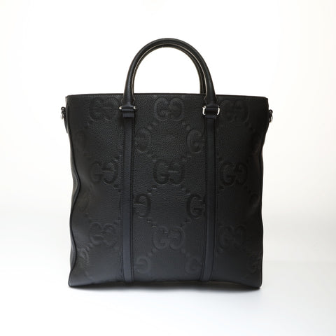 GUCCI Jumbo GG Leather 2way Tote Bag black WS27034