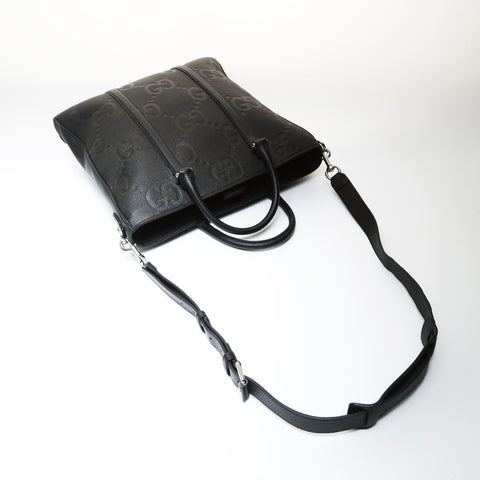 GUCCI Jumbo GG Leather 2way Tote Bag black WS27034