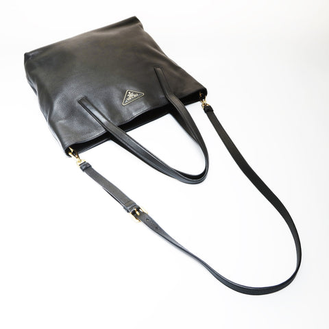 PRADA Leather Triangle with logo 2WAY Shoulder Bag black WS27036