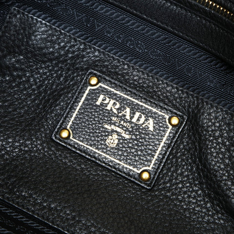 PRADA Leather Triangle with logo 2WAY Shoulder Bag black WS27036