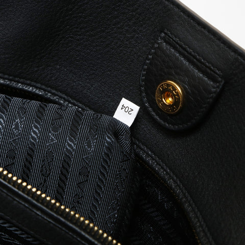 PRADA Leather Triangle with logo 2WAY Shoulder Bag black WS27036