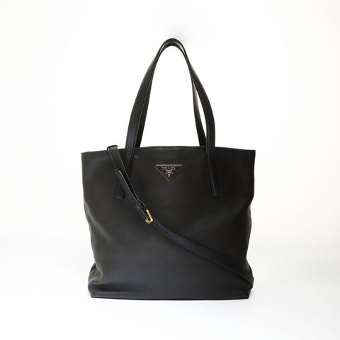 PRADA Leather Triangle with logo 2WAY Shoulder Bag black WS27036