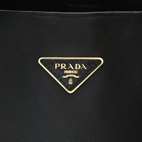 PRADA Leather Triangle with logo 2WAY Shoulder Bag black WS27036