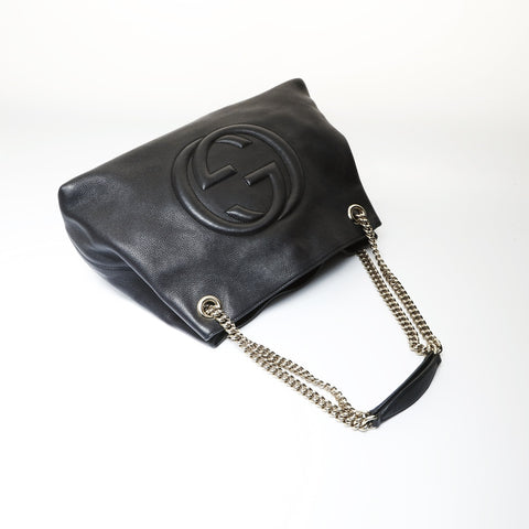 GUCCI Soho Interlocking Logo Chain Bag Shoulder Bag black WS27038