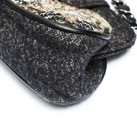 CHANEL 10 series 2005-2006 Tweed Check COCO Mark Shoulder Bag black WS27039