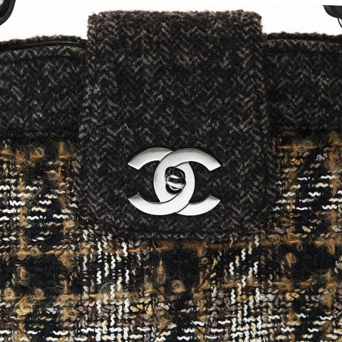 CHANEL 10 series 2005-2006 Tweed Check COCO Mark Shoulder Bag black WS27039