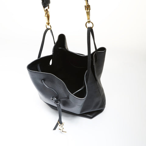 YVES SAINT LAURENT PARIS VII Cassandra Drawstring Bag Shoulder Bag black WS27040