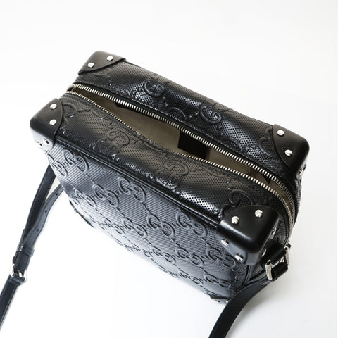 GUCCI GG embossed crossbody trunk Shoulder Bag black WS27043