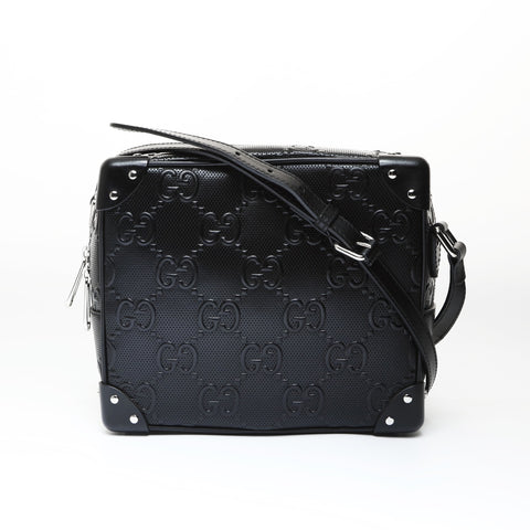 GUCCI GG embossed crossbody trunk Shoulder Bag black WS27043