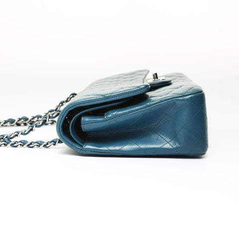 CHANEL 26 Caviar Skin Double Flap Matelasse 9.8" Shoulder Bag blue WS27044