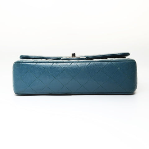 CHANEL 26 Caviar Skin Double Flap Matelasse 9.8" Shoulder Bag blue WS27044