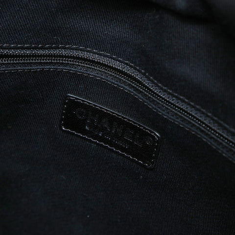 CHANEL No. 18 2013-2014 Straw Tote Bag COCO Mark Handbag black WS27046