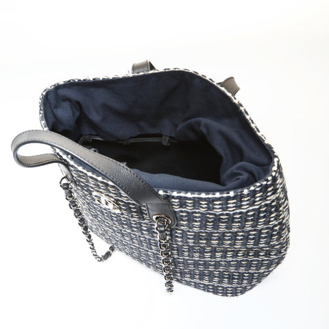 CHANEL No. 18 2013-2014 Straw Tote Bag COCO Mark Handbag black WS27046