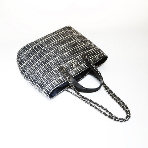 CHANEL No. 18 2013-2014 Straw Tote Bag COCO Mark Handbag black WS27046