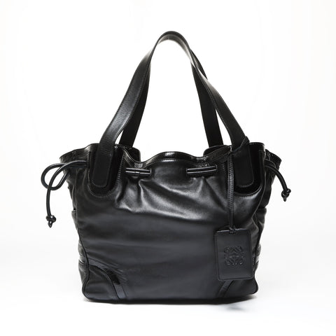 LOEWE Leather Patent Anagram Tote Bag black WS27056
