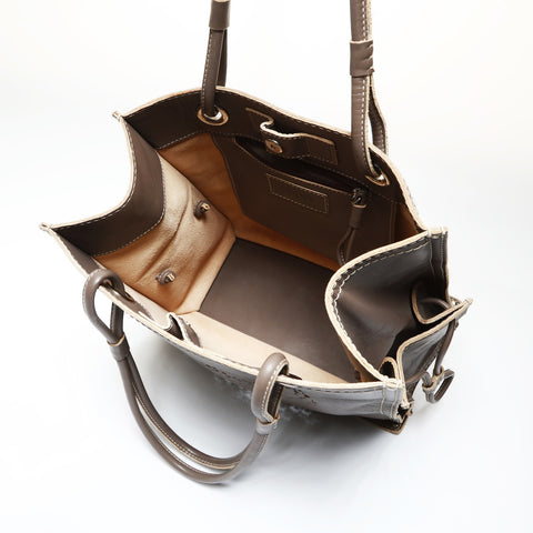LOEWE Anagram Leather Gray Brown Tote Bag gray WS27057