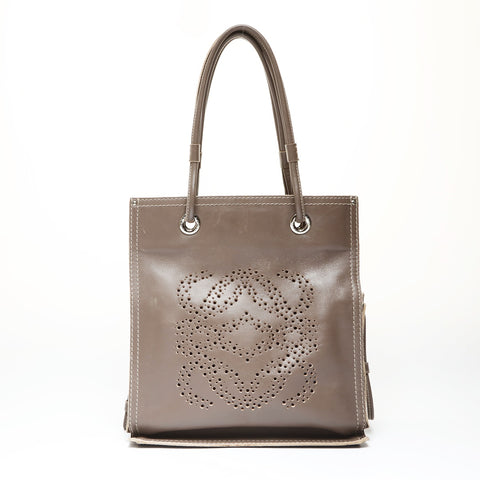 LOEWE Anagram Leather Gray Brown Tote Bag gray WS27057