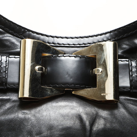 GUCCI Queen Hobo Ribbon Shoulder Bag black WS27061